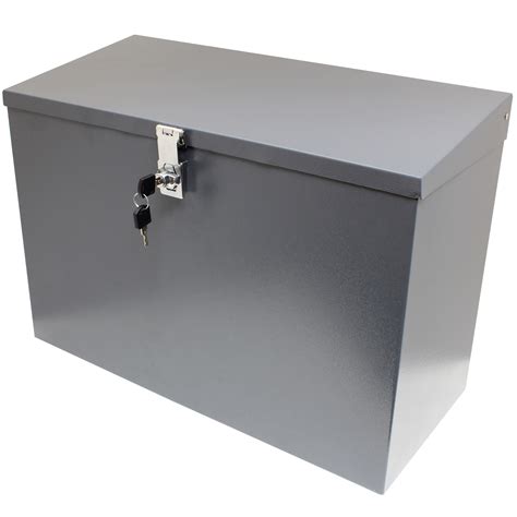 locked metal box|large lockable metal storage box.